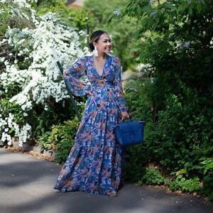 GIANNI BINI Lillian Floral Long Sleeve Maxi Dress NWT